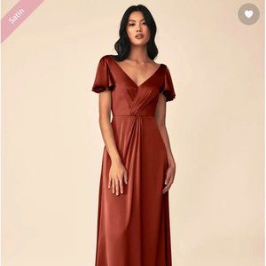 Azazie Soren Stretch Satin Bridesmaid Dress / Terracotta / Size 0